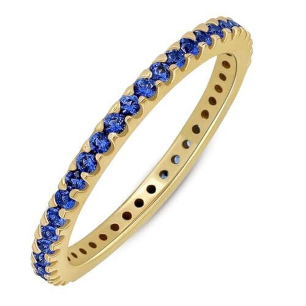 6847 18k Yellow Gold Plated Stackable Lab Created Sapphire Ring - Thin Band